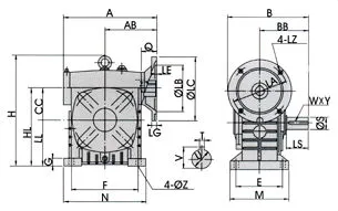 DS Series Single Standard Worm Gear Reducer WPDS 4 Αρχιμαγκιά